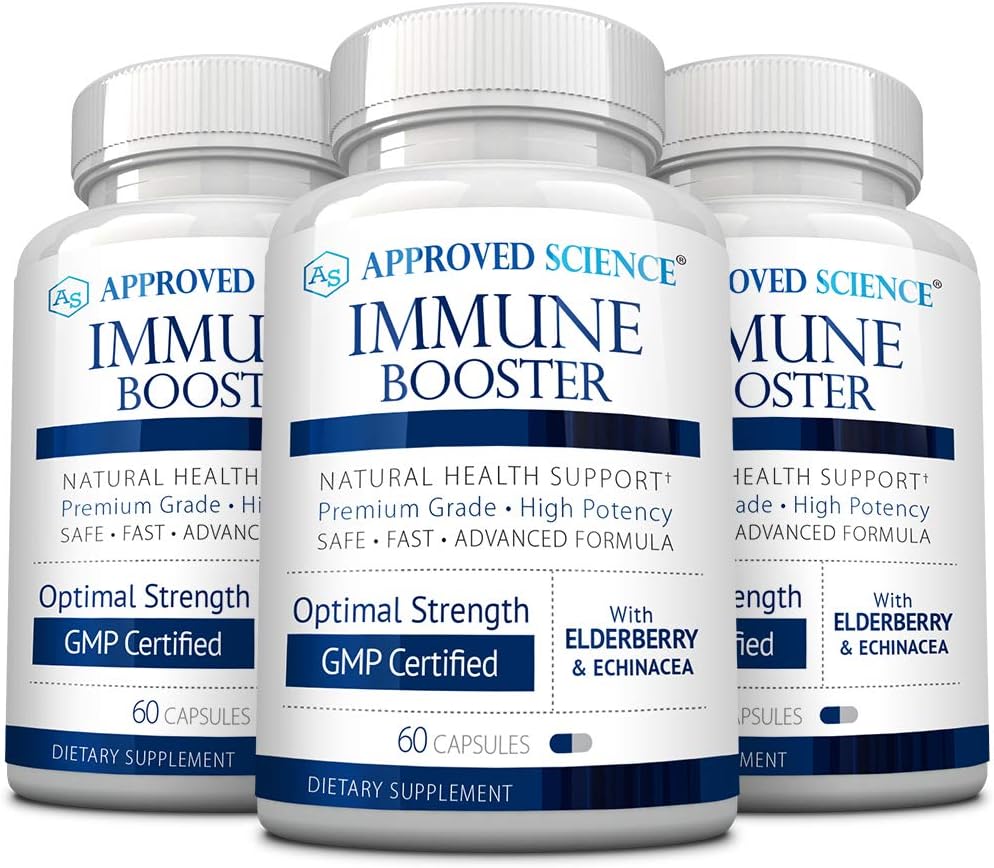 Approved Science® Immune Booster - Refuerzo Inmune de Alta Potencia - Saúco, Equinácea, Vitamina D3, C y Zinc - 60 Cápsulas