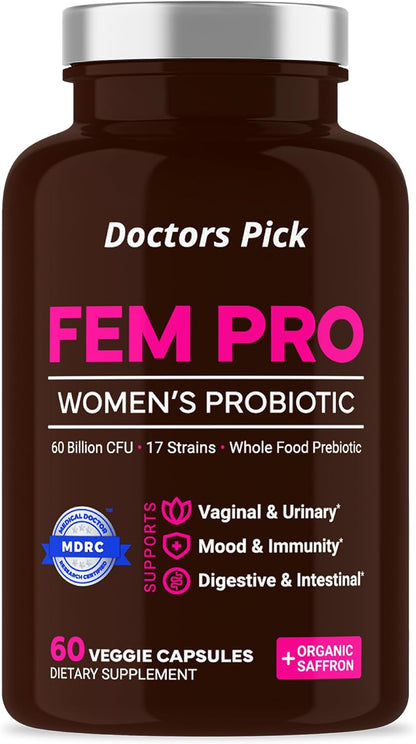 Doctors Pick Fem Pro Probióticos para – Salud vaginal y urinaria: Cepas como Lactobacillus reuteri y L. rhamnosus – Image 1