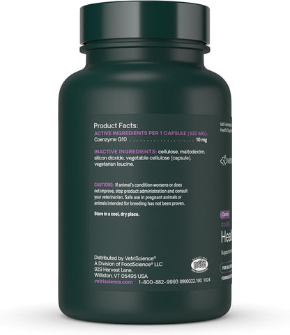VetriScience Coenzima Q10 para Perros y Gatos, 10mg, 100 Cápsulas - Suplemento Cardiovascular y para la Salud de las Encías – Image 2