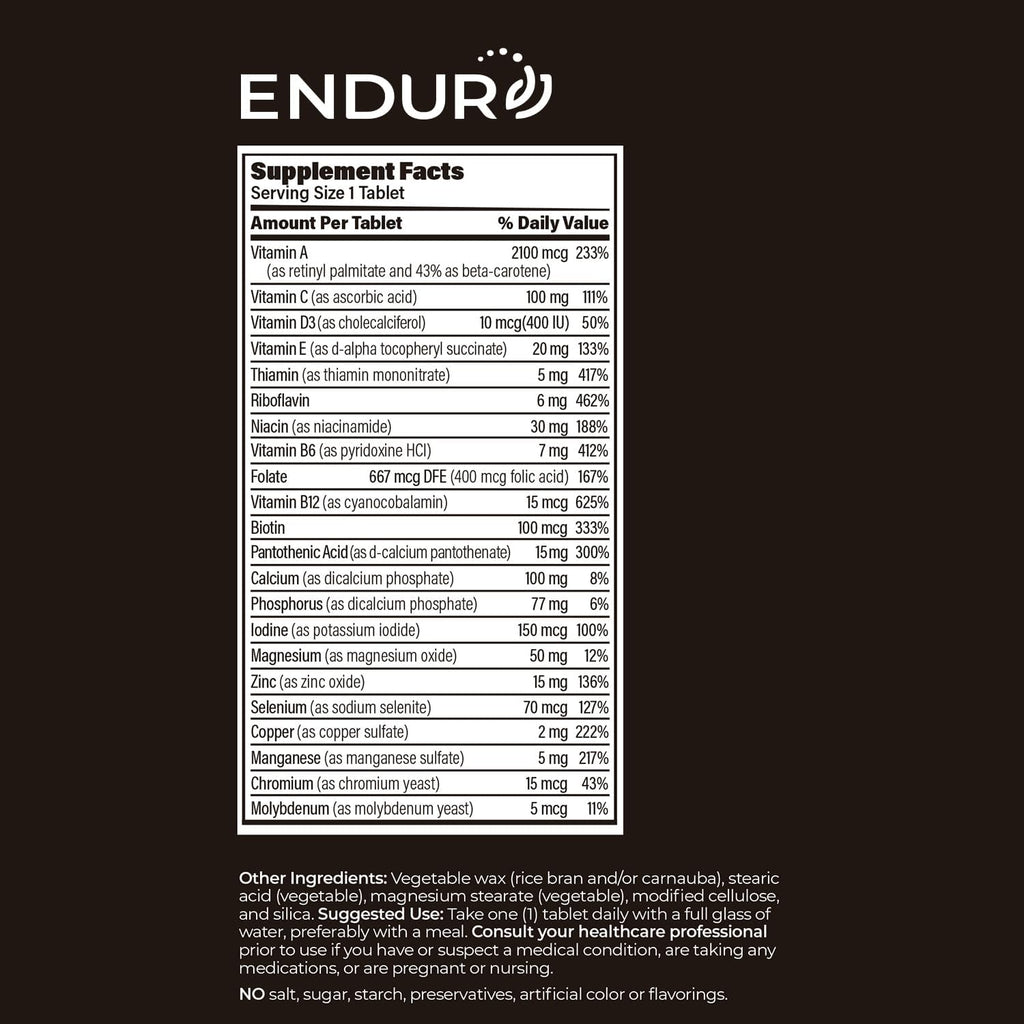 ENDUR-VM - Multivitamínico Sin Hierro (Liberación Sostenida) - 150 comprimidos