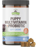 Strawfield Pets' Multivitamínico + Probióticos para Cachorros - Apoyo Articular y Digestivo - Sabor Bacon - 120 Masticables Blandas