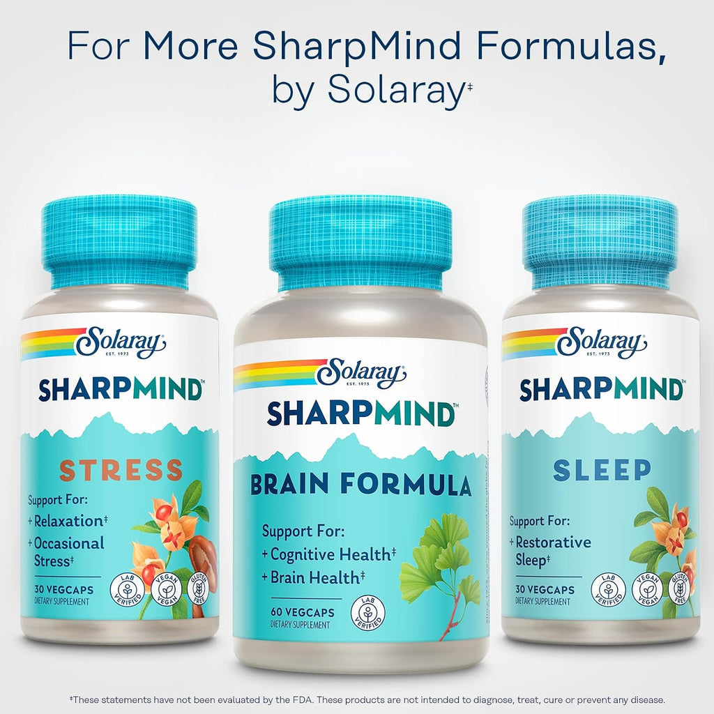 Solaray SharpMind Fórmula de Apoyo Cerebral - Suplemento Nootrópico para la Salud del Cerebro
