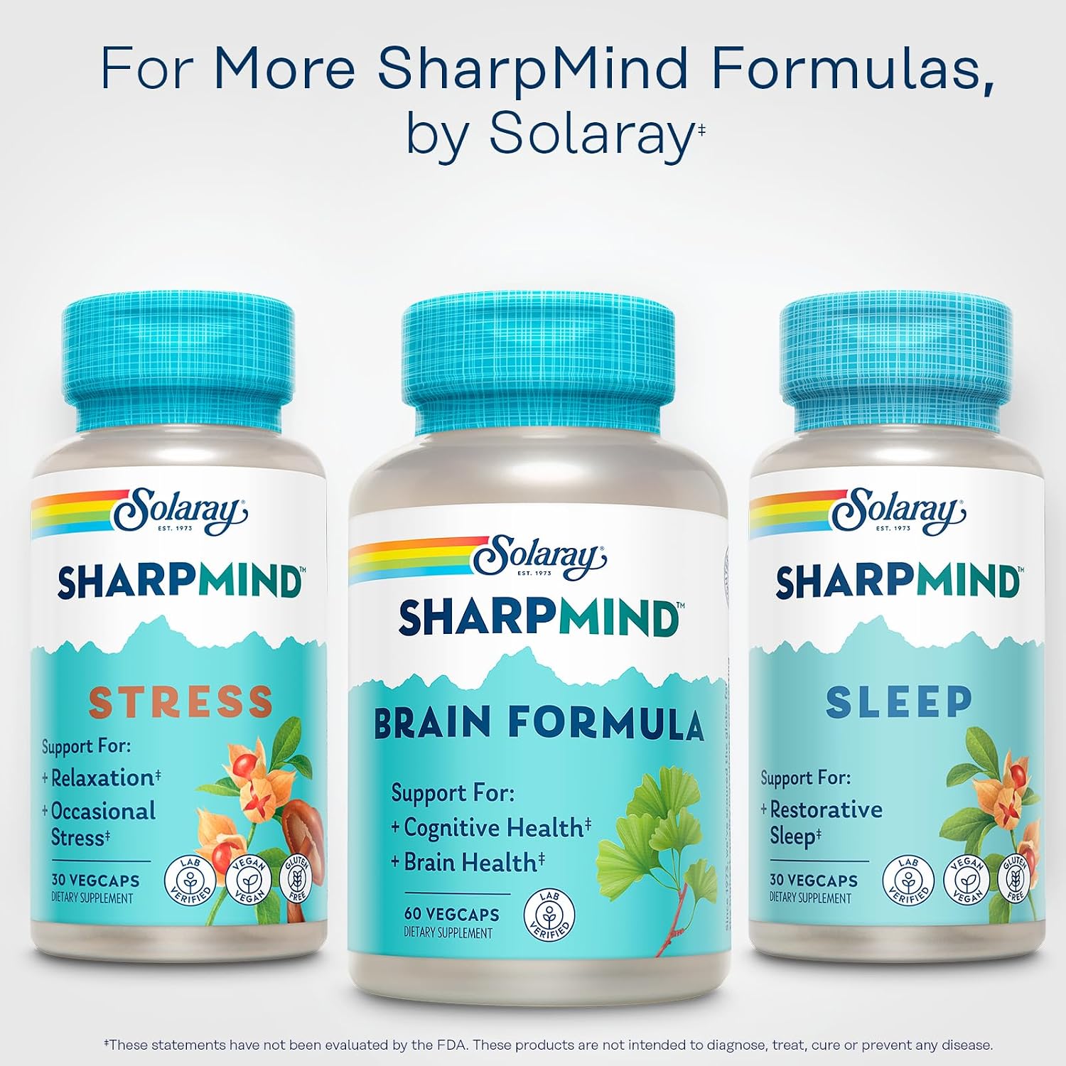 Solaray SharpMind Fórmula de Apoyo Cerebral - Suplemento Nootrópico para la Salud del Cerebro