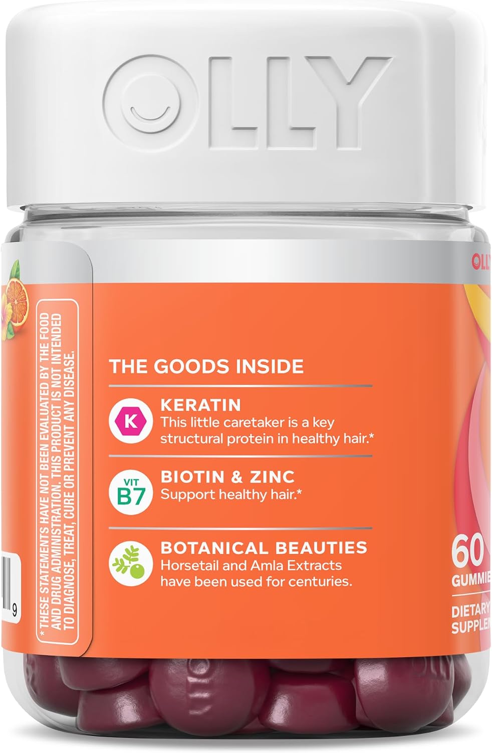 OLLY Heavenly Hair Gummy, Gominolas para el Cabello con Biotina, Queratina y Amla, 60 Gominolas (30 Días)