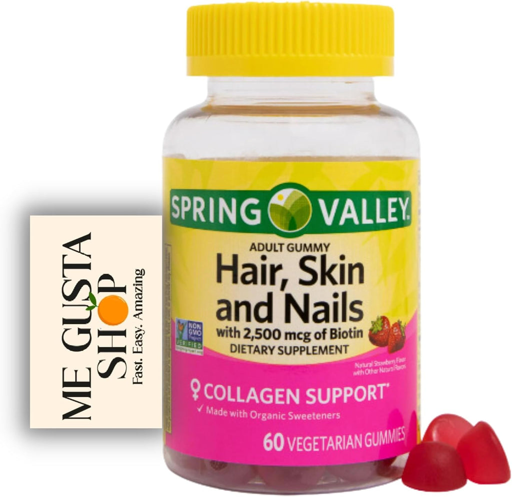 Spring Valley Biotina Gominolas Vegetarianas, Fresa, 2500 mcg, 60 unidades