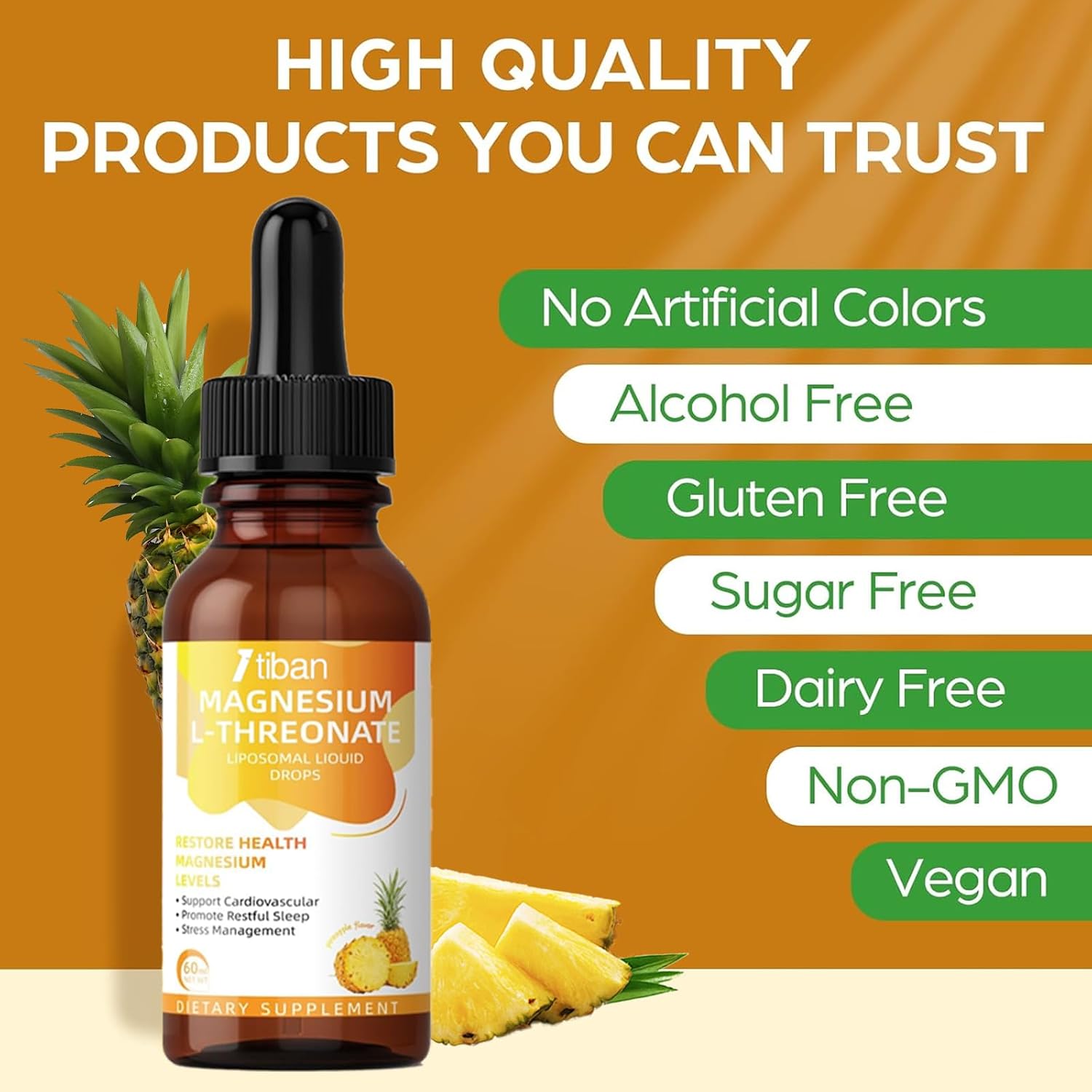 Magnesium L-Threonate Líquido Gotas Sabor Piña 60ml