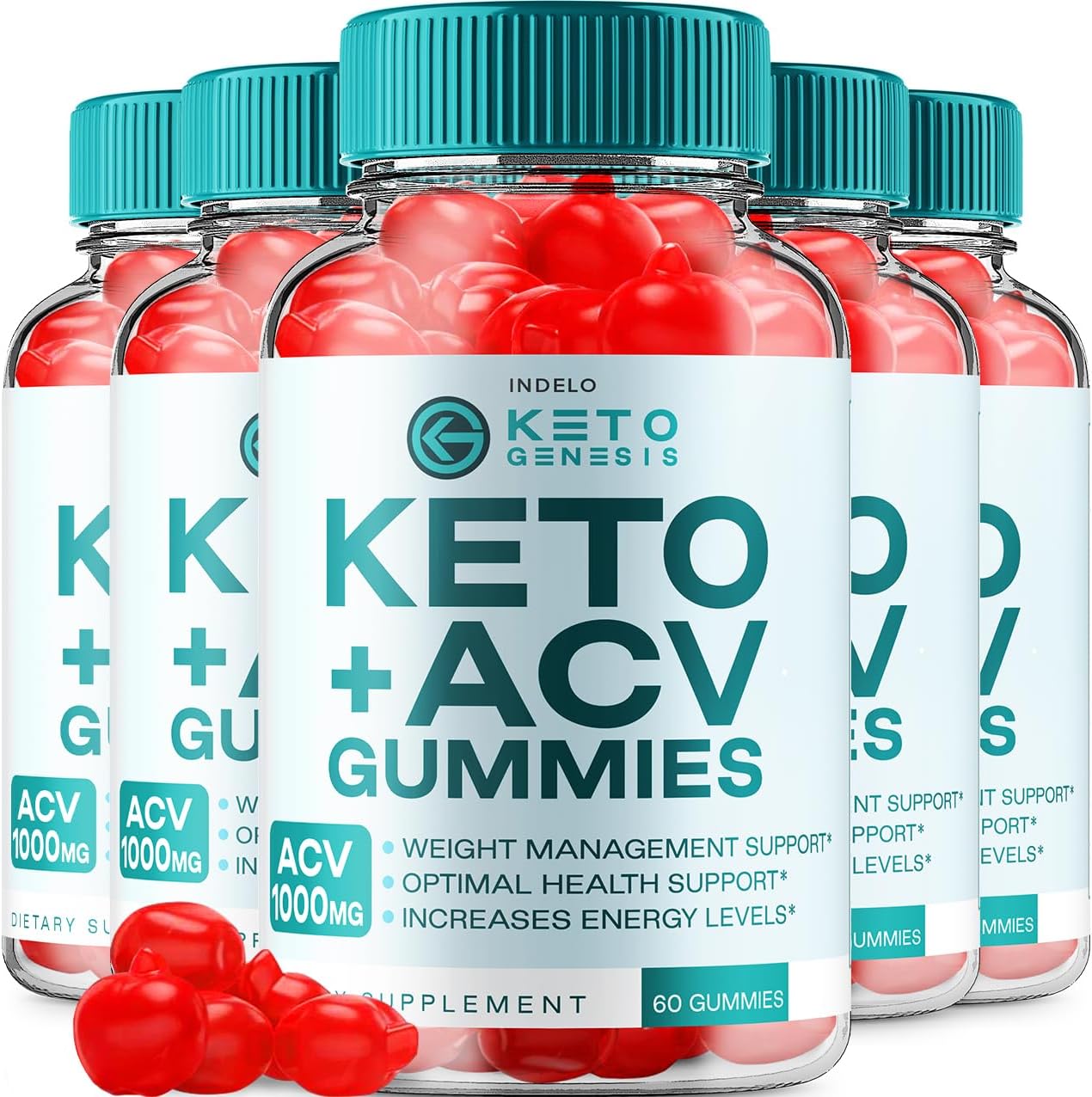 Indelo Keto Genesis ACV Gummies 1000mg – 5 Paquetes (300 Gomitas)