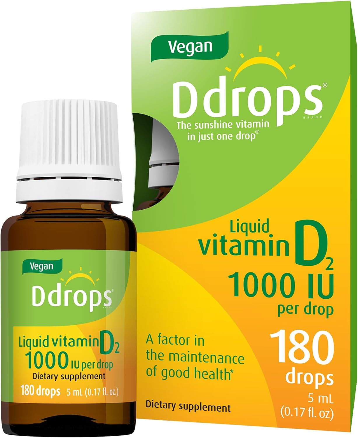 Ddrops Vitamina D2 Vegana 1000 UI - 180 Gotas