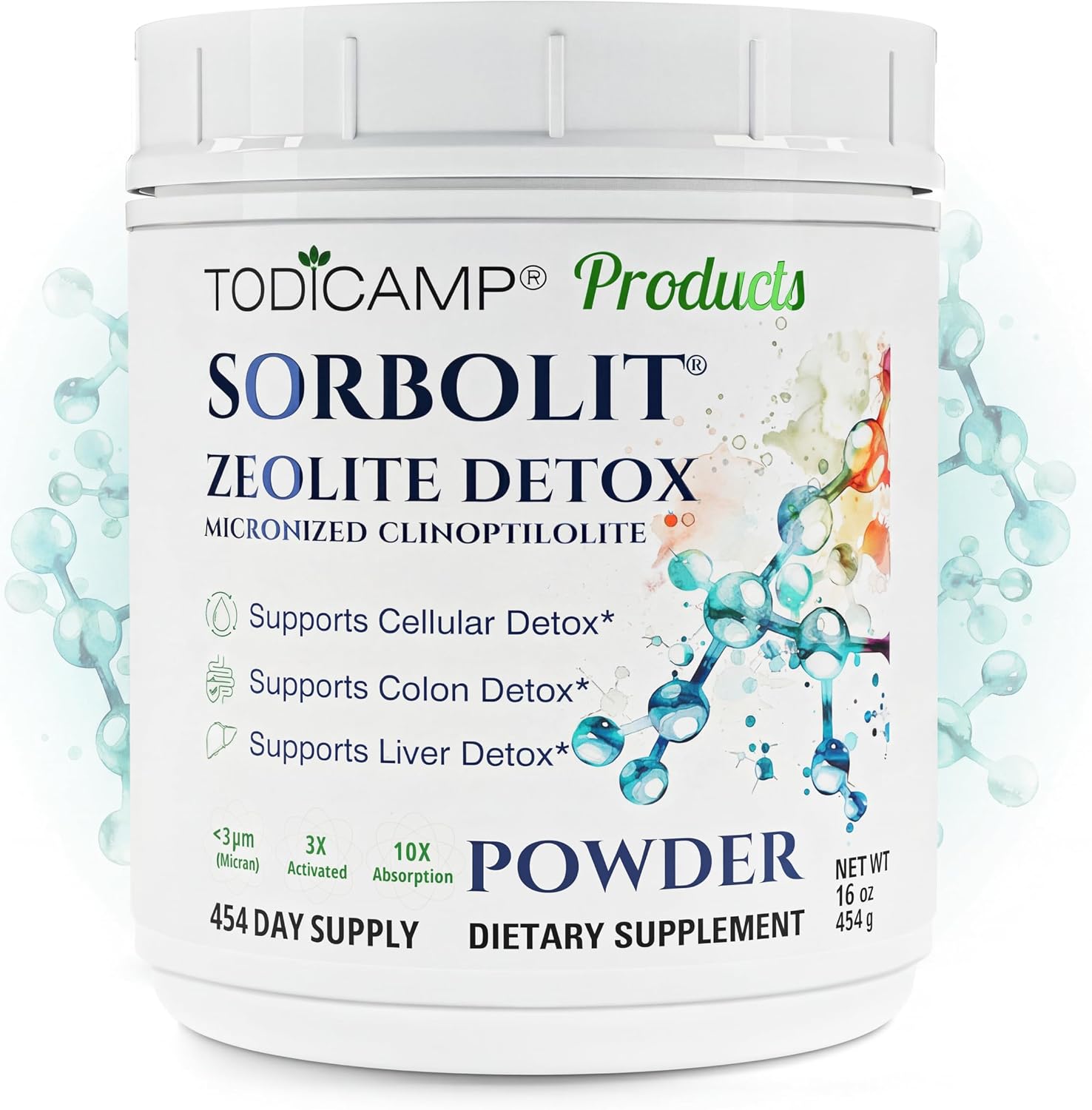 TODICAMP Zeolite Detox Sorbolit - Zeolite Binder Supplement for Full Body Detox - Gut Cleanse, Cellular and Liver Detox (1 Pound (Pack of 1))