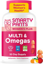 SmartyPants Gominolas Multivitamínicas para Mujeres, Omega 3 DHA/EPA, Metilfolato, CoQ10, Vitamina D3, C, B12, B6, A, K, Zinc, Tres Sabores de Fruta, 90 Gominolas (Suministro para 30 Días)