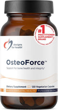 Designs for Health OsteoForce - Suplemento Premium para la Salud Ósea con Calcio Malato, Magnesio, Zinc y Vitaminas D y K - No-GMO, Sin Gluten (120 Cápsulas)