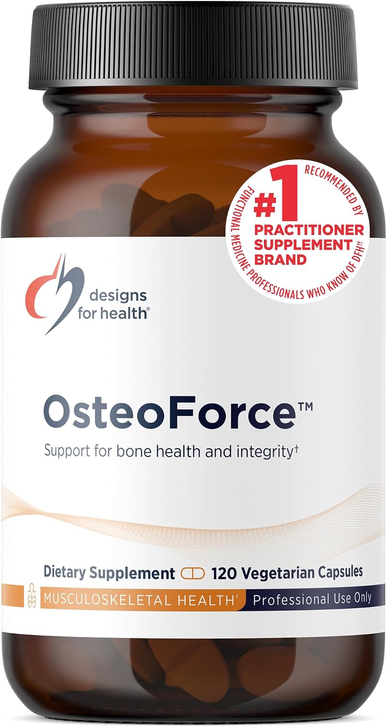 Designs for Health OsteoForce - Suplemento Premium para la Salud Ósea con Calcio Malato, Magnesio, Zinc y Vitaminas D y K - No-GMO, Sin Gluten (120 Cápsulas)