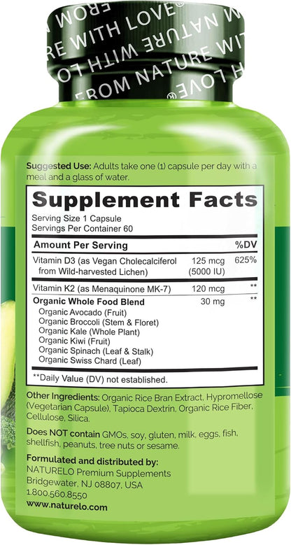 NATURELO Vitamina D3 + K2 Vegano, 60 Cápsulas – Image 9