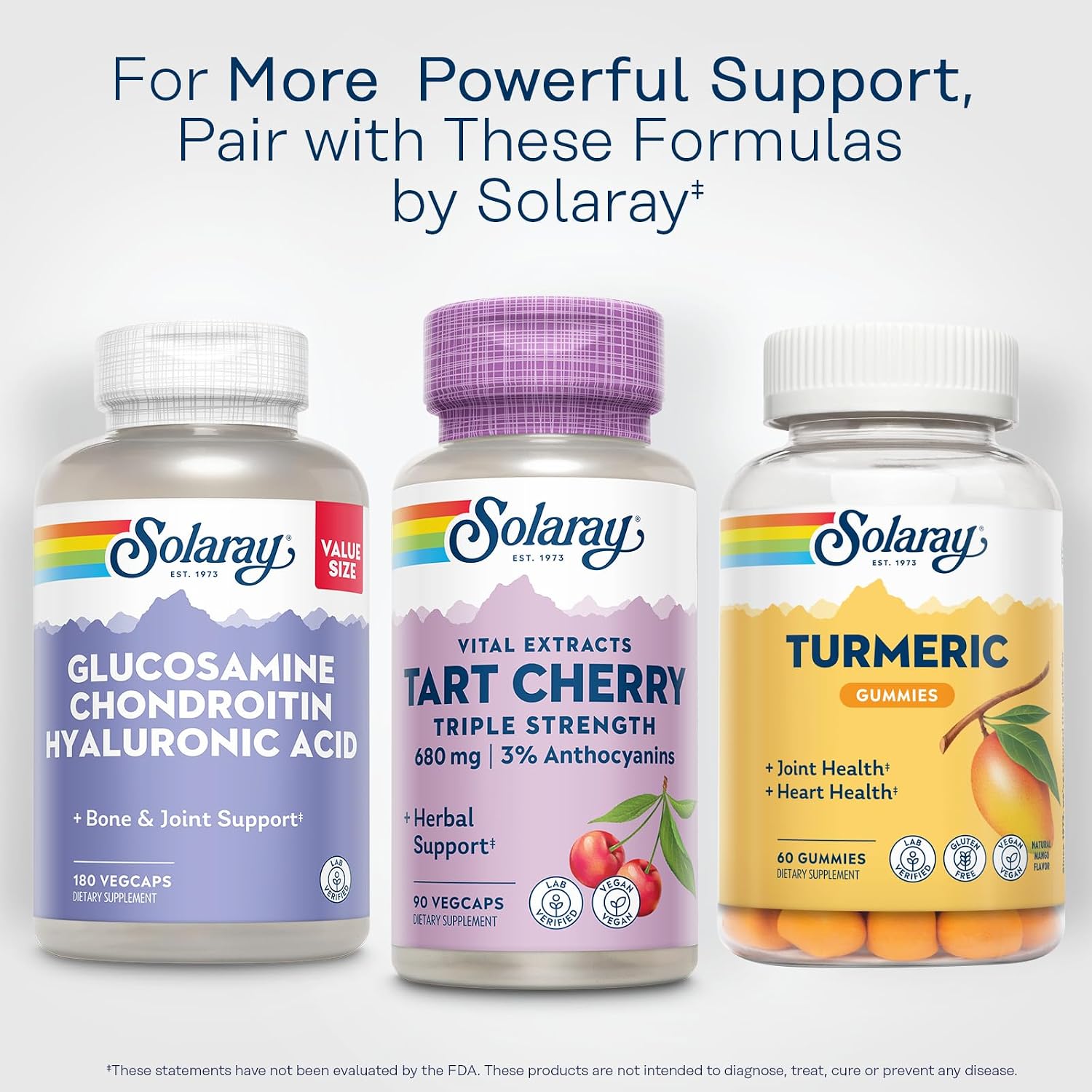 SOLARAY Triple Strength Tart Cherry Extract with 3% Anthocyanins, 90 Vegan Capsules