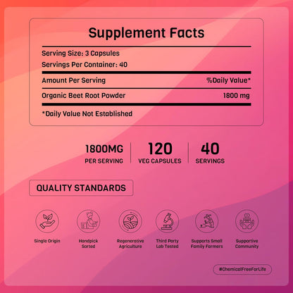 PADMURA Cápsulas de Remolacha Ecológica 1800mg - 120 Cápsulas Veganas – Image 5