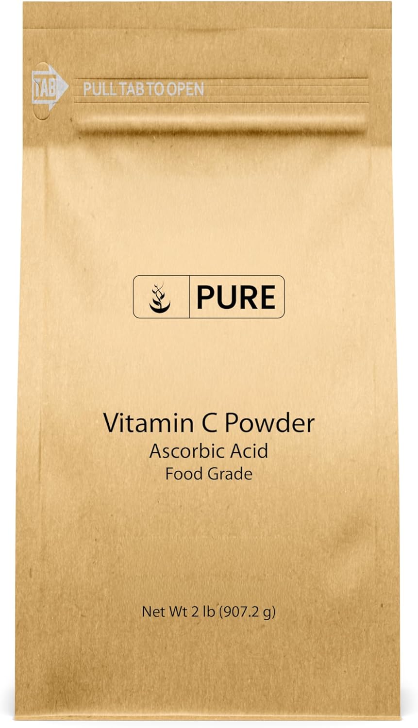 PURE ORIGINAL INGREDIENTS Vitamina C en Polvo (2 lb) Ácido Ascórbico, No Transgénico, Suplemento Alimenticio