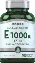 Piping Rock Vitamina E 1000 IU (671 mg) – 100 Cápsulas Blandas – d-Alfa Tocoferol Natural