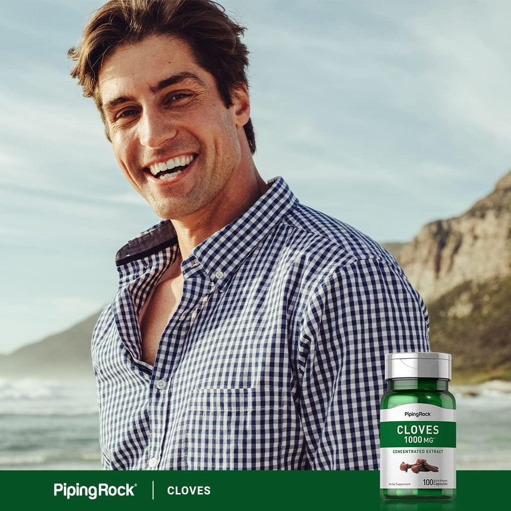 Piping Rock Cápsulas de Clavo | 100 Cápsulas | Extracto Concentrado | Suplemento Herbal | Sin OGM y Sin Gluten