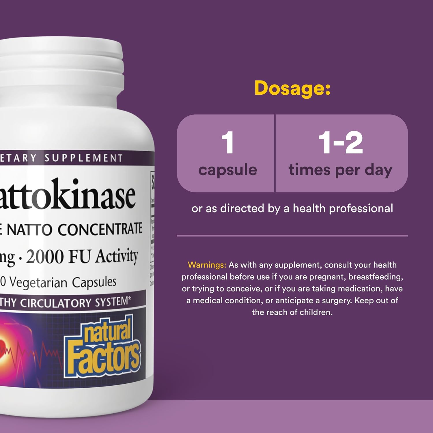 Natural Factors Nattokinasa 100mg – 60 Cápsulas Vegetales