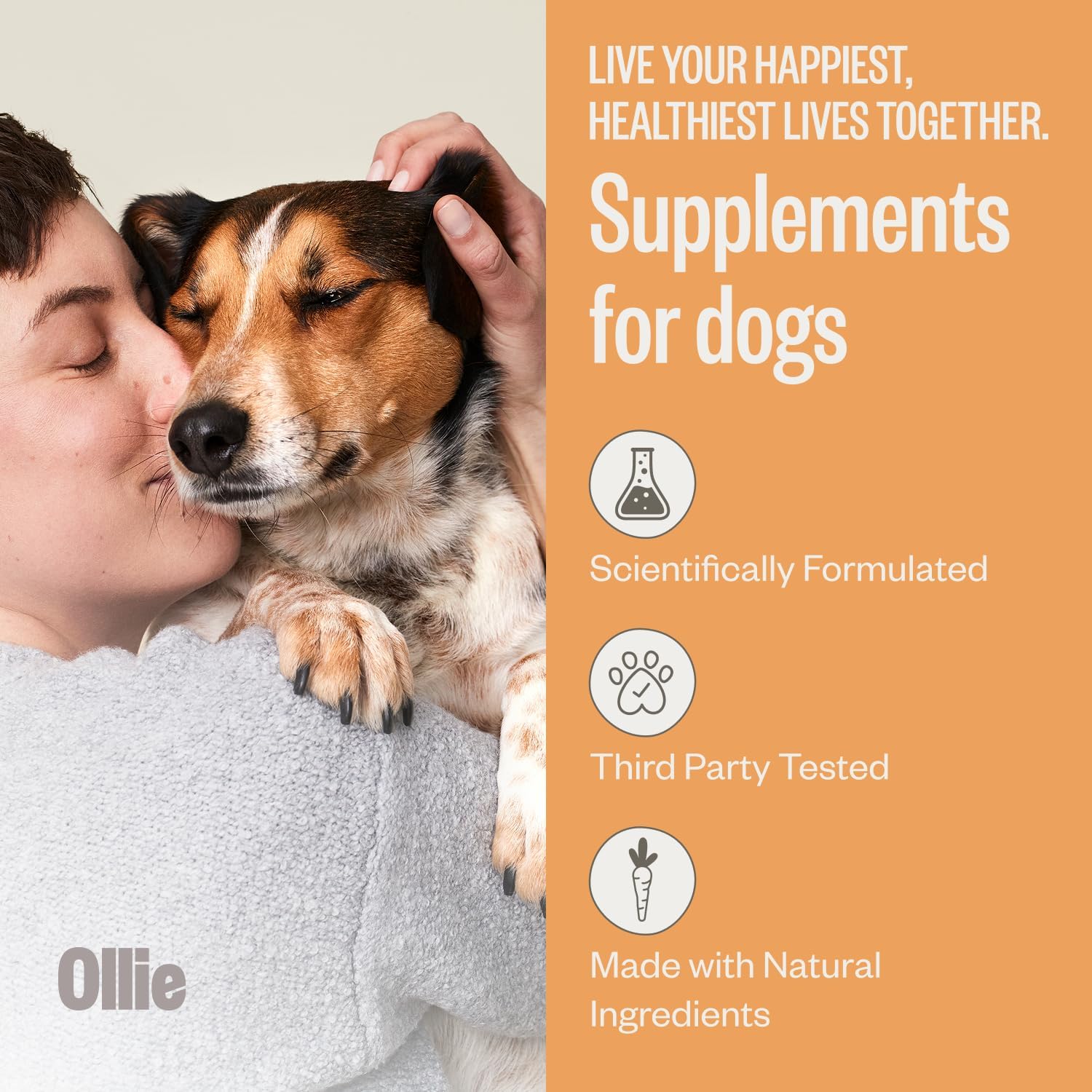 Ollie Suplemento para la Piel y el Pelaje del Perro, Calma la Piel Irritada, Promueve un Pelaje Sano y Brillante, 60 Comprimidos