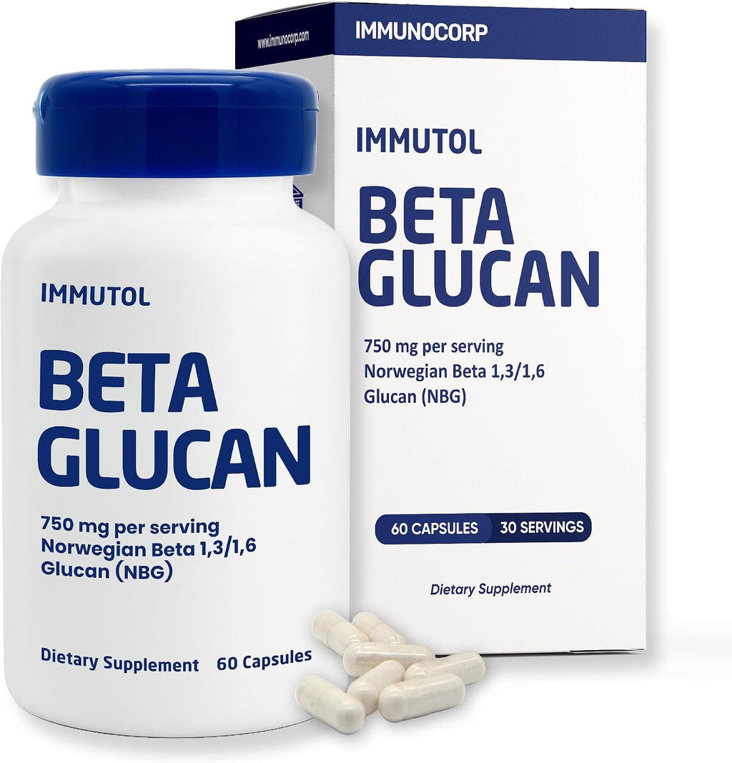 Immutol Suplemento de Apoyo Inmune - 750mg Beta Glucano 1,3 1,6 - 60 Cápsulas