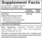 NusaPure Feverfew Cápsulas, 380 mg, 200 Cápsulas Vegetales (No-GMO, Sin Gluten)
