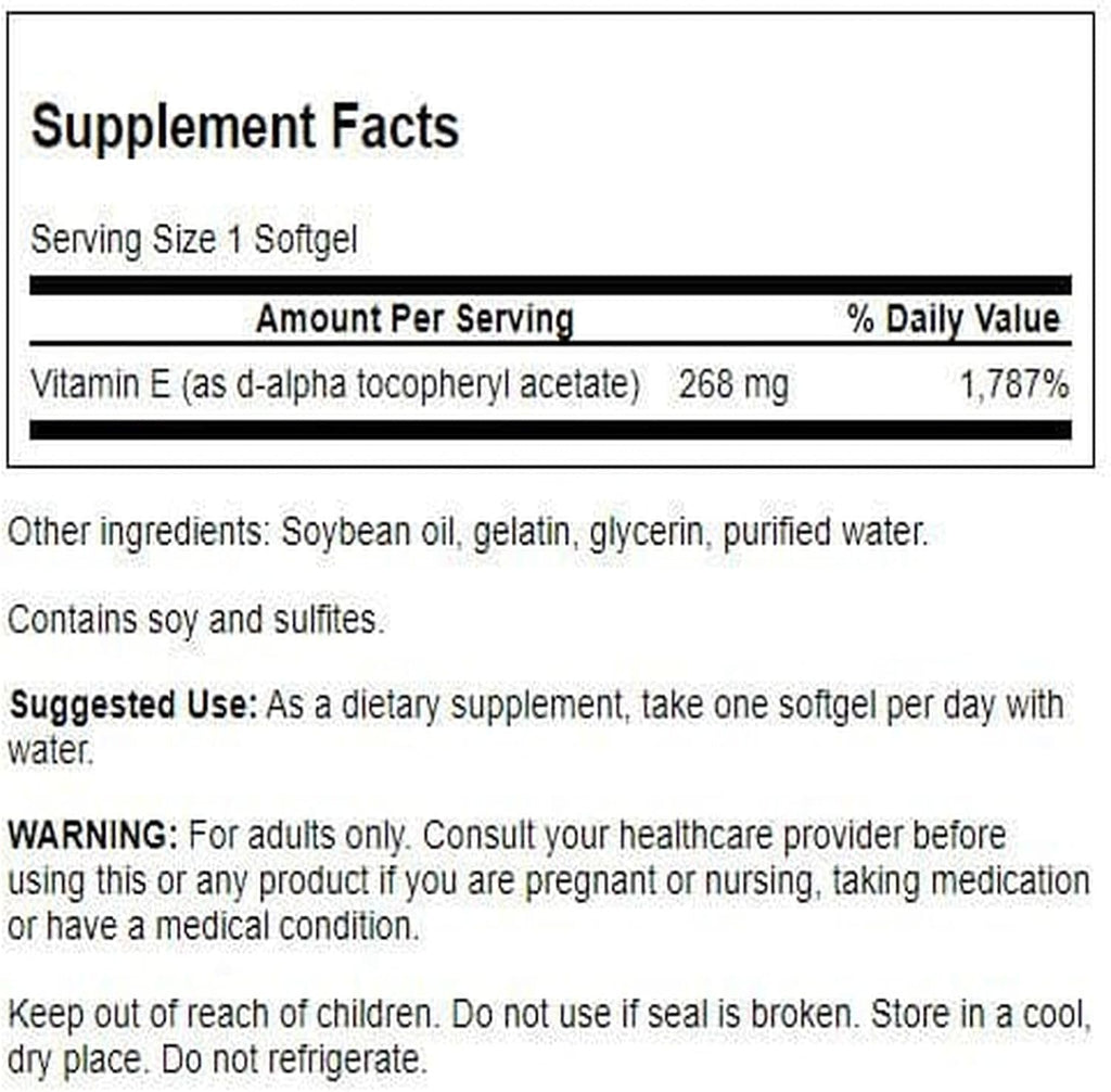 Swanson Vitamina E Natural 400 UI - 100 Cápsulas Blandas
