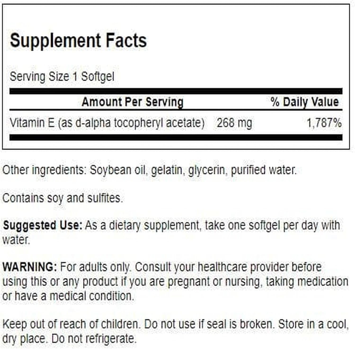 Swanson Vitamina E Natural 400 UI - 100 Cápsulas Blandas