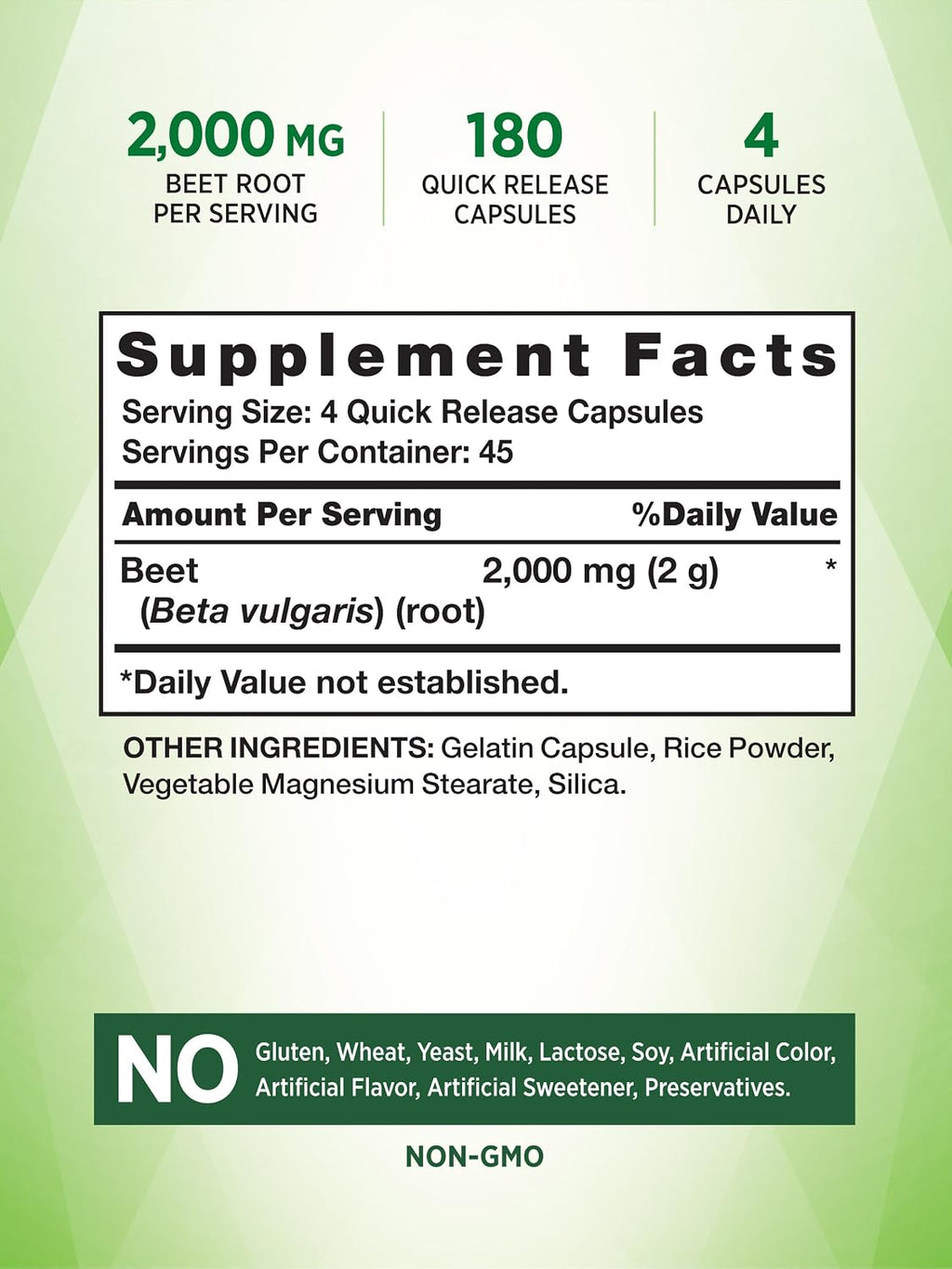 Nature's Truth Raíz de Remolacha Cápsulas 2000mg | 180 Unidades