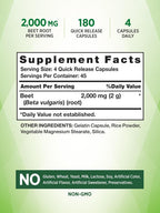 Nature's Truth Raíz de Remolacha Cápsulas 2000mg | 180 Unidades