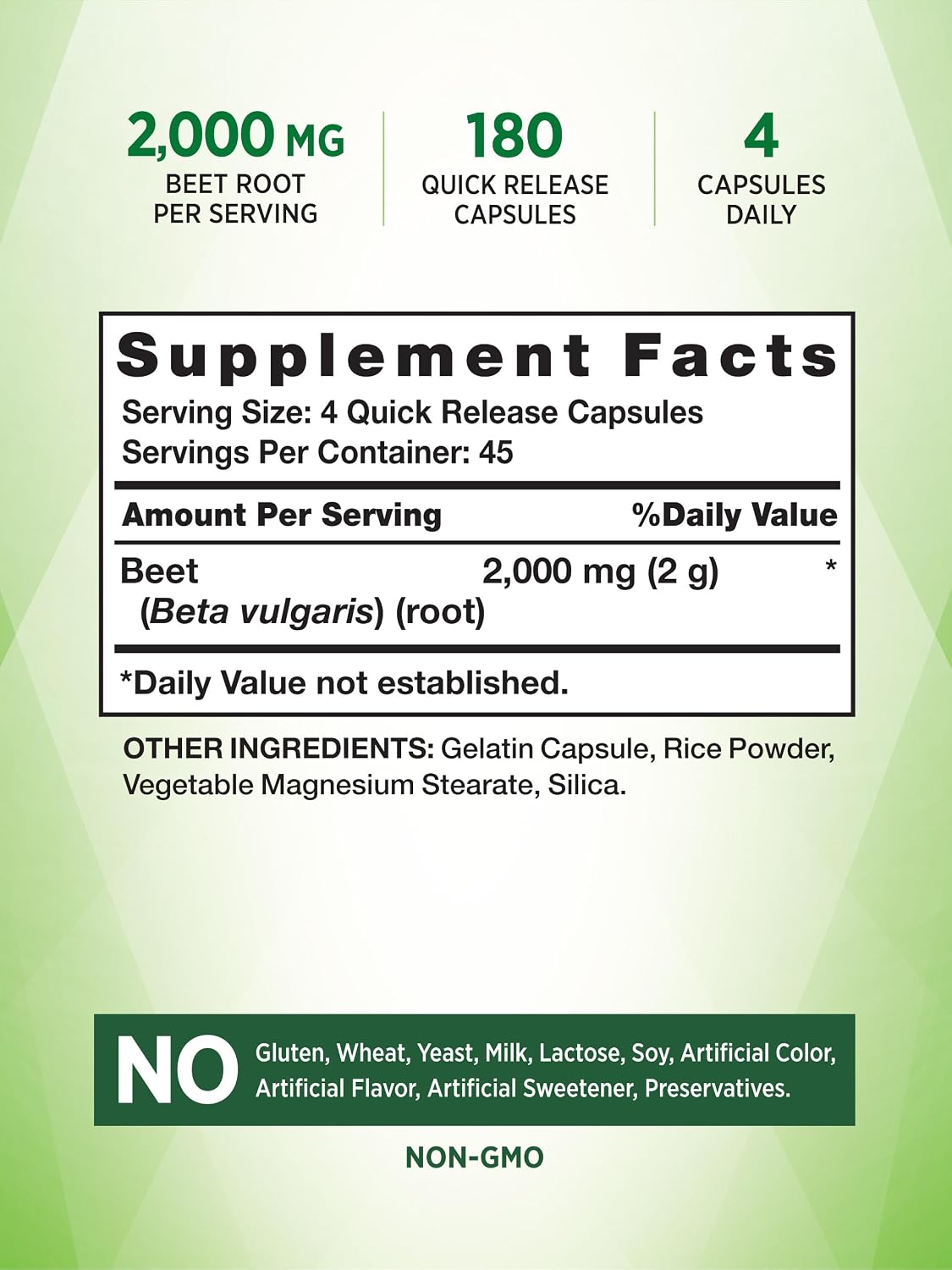 Nature's Truth Raíz de Remolacha Cápsulas 2000mg | 180 Unidades