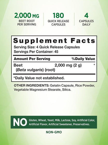 Nature's Truth Raíz de Remolacha Cápsulas 2000mg | 180 Unidades – Image 2