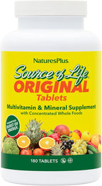 NaturesPlus Source of Life - 180 Tablets - Multivitamin and Mineral with Whole Food Concentrates - Gluten-Free - Vegetarian - 60 Servings