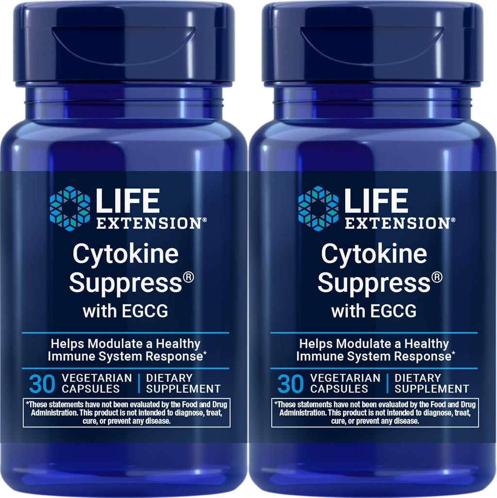 Life Extension Cytokine Suppress con EGCG, 30 Cápsulas Vegetarianas (Paquete de 2)