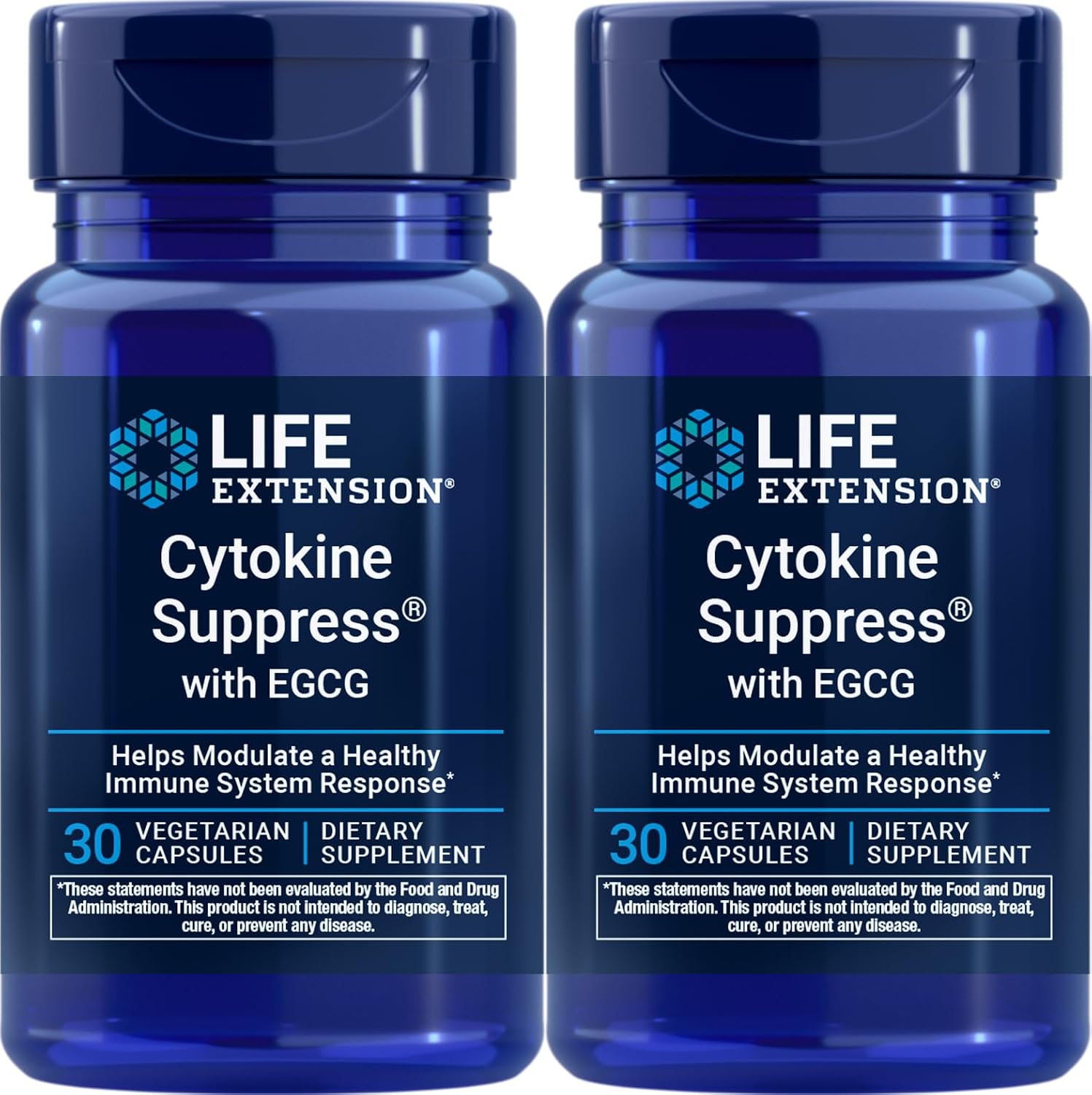Life Extension Cytokine Suppress con EGCG, 30 Cápsulas Vegetarianas (Paquete de 2)