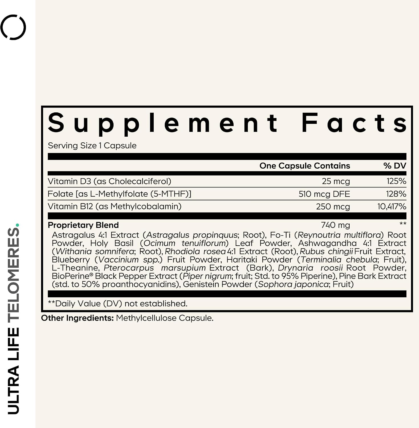 Codeage Ultra Life Telómeros - Suplemento con 5-MTHF, Vitamina B12 Metilcobalamina y Hierbas Adaptógenas - 90 Cápsulas