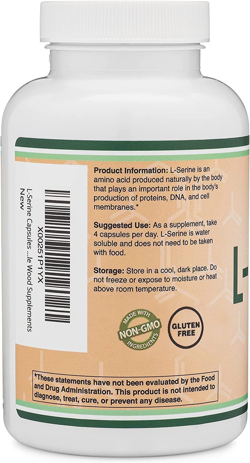 L-Serine 2,000 mg por ración - 180 cápsulas - Double Wood Supplements