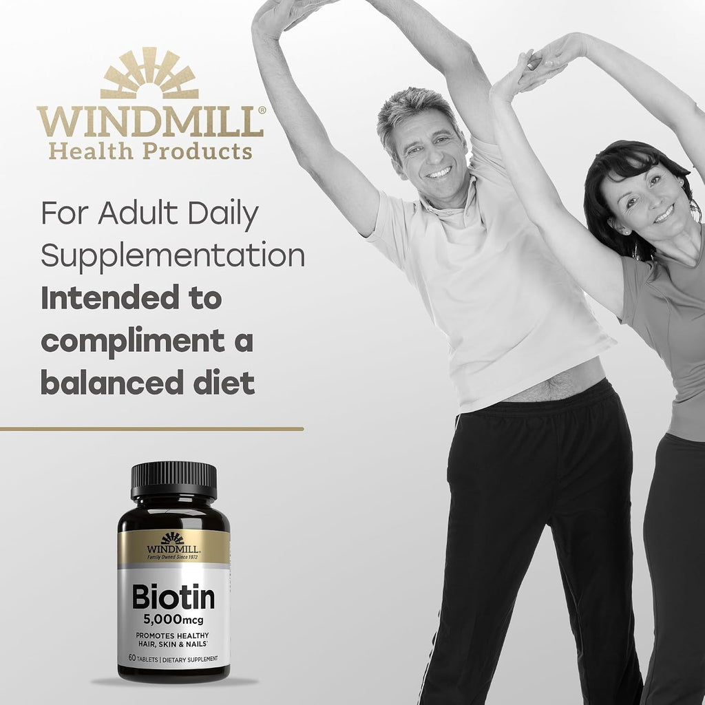 Windmill Vitaminas Naturales Biotina 5000 mcg, 60 Cápsulas