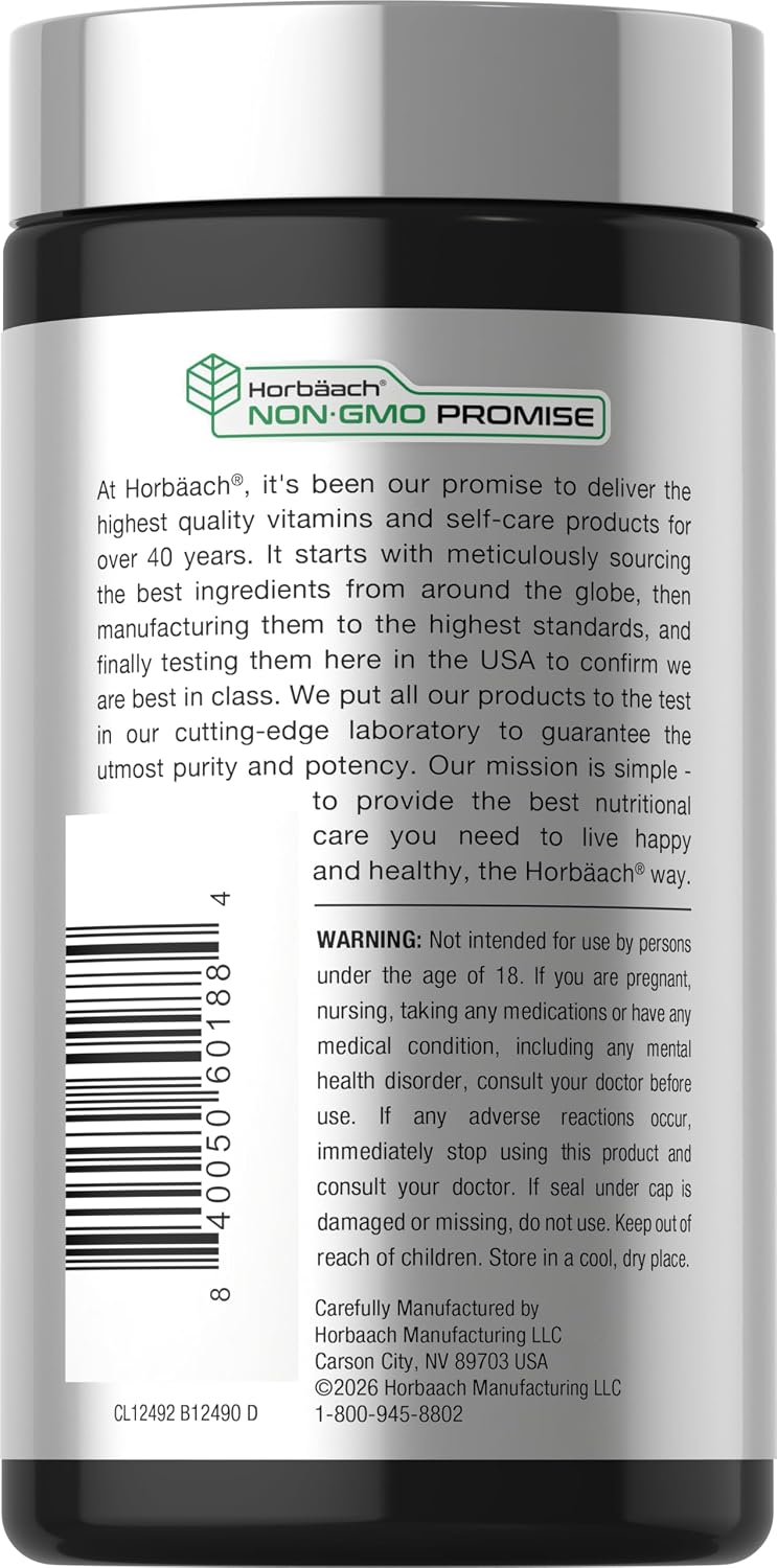 Horbäach Rhodiola Rosea Cápsulas | 180 Cápsulas | Suplemento No GMO, Sin Gluten