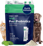 Honest Paws Probióticos para perros - Apoyo digestivo e inmunitario con prebiótico, 30 sticks