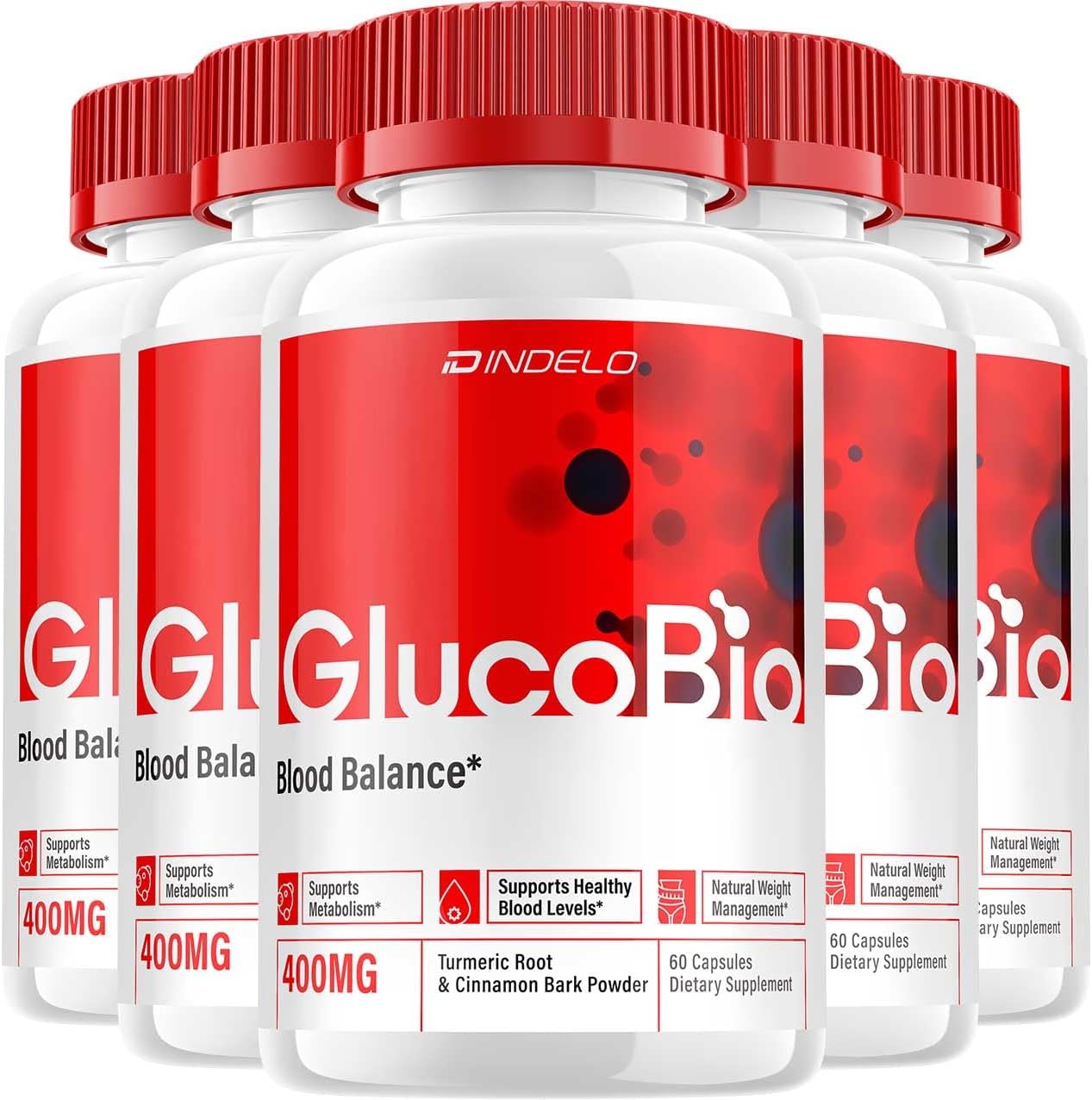 Gluco Bio Cápsulas Saludables - Suplemento Avanzado (5 Pack - 300 Cápsulas)