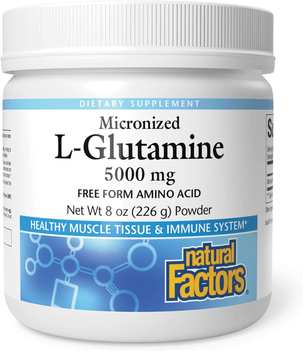 Natural Factors L-Glutamina Micronizada en Polvo - 5000 mg por ración - 454 g (90 raciones)