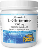 Natural Factors L-Glutamina Micronizada en Polvo - 5000 mg por ración - 454 g (90 raciones)