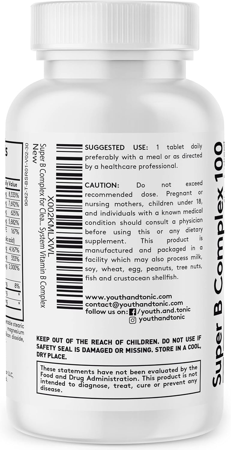Youth & Tonic Super B Complex 100 - Complejo B con Inositol, Colina y PABA