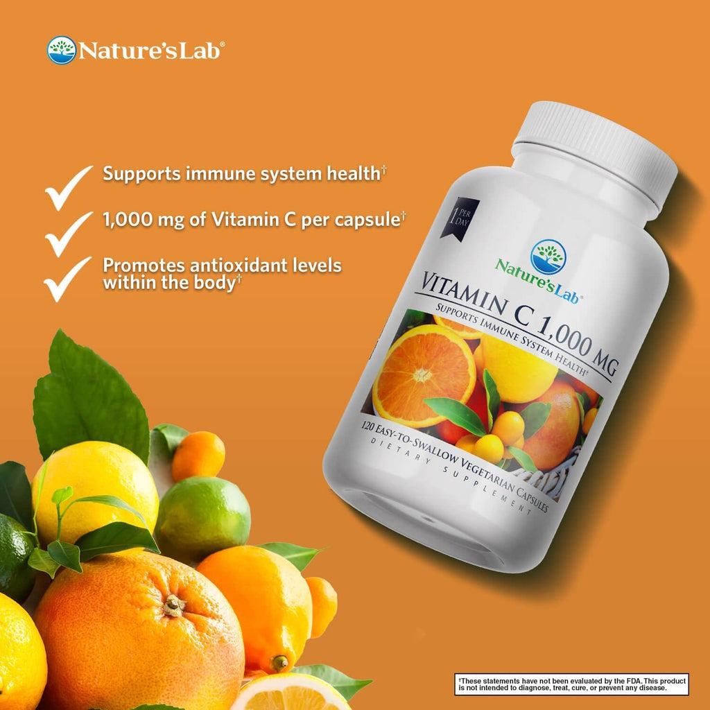 Nature's Lab Vitamina C 1000 mg, 120 cápsulas vegetarianas