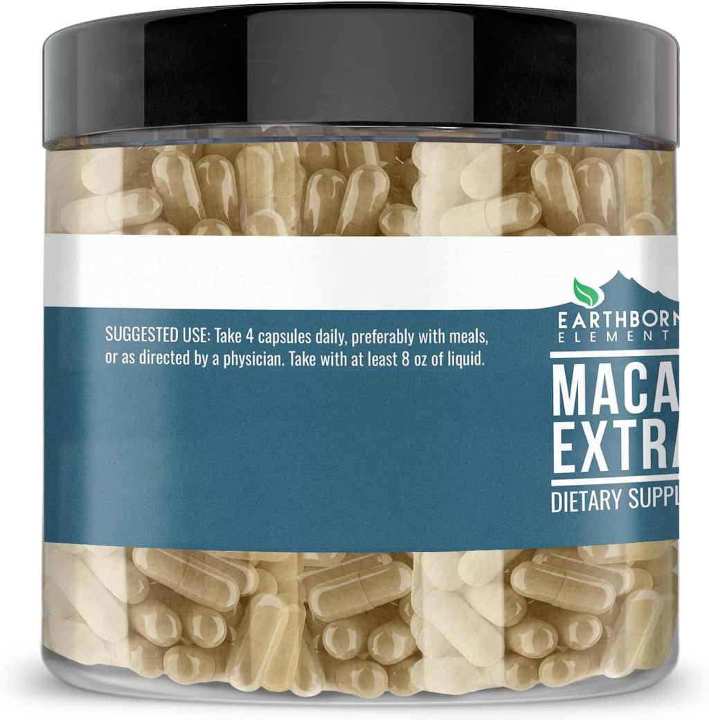 Earthborn Elements Maca Root Extract 200 Cápsulas, Puro y Sin Aditivos