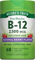 Nature's Truth Vitamina B12 2500 mcg con Ácido Fólico - 60 Comprimidos de Disolución Rápida