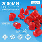 NEVISS Gominolas de Ashwagandha, Magnesio, Rhodiola Rosea y Vitamina B6 - 2000mg - Sin Azúcar
