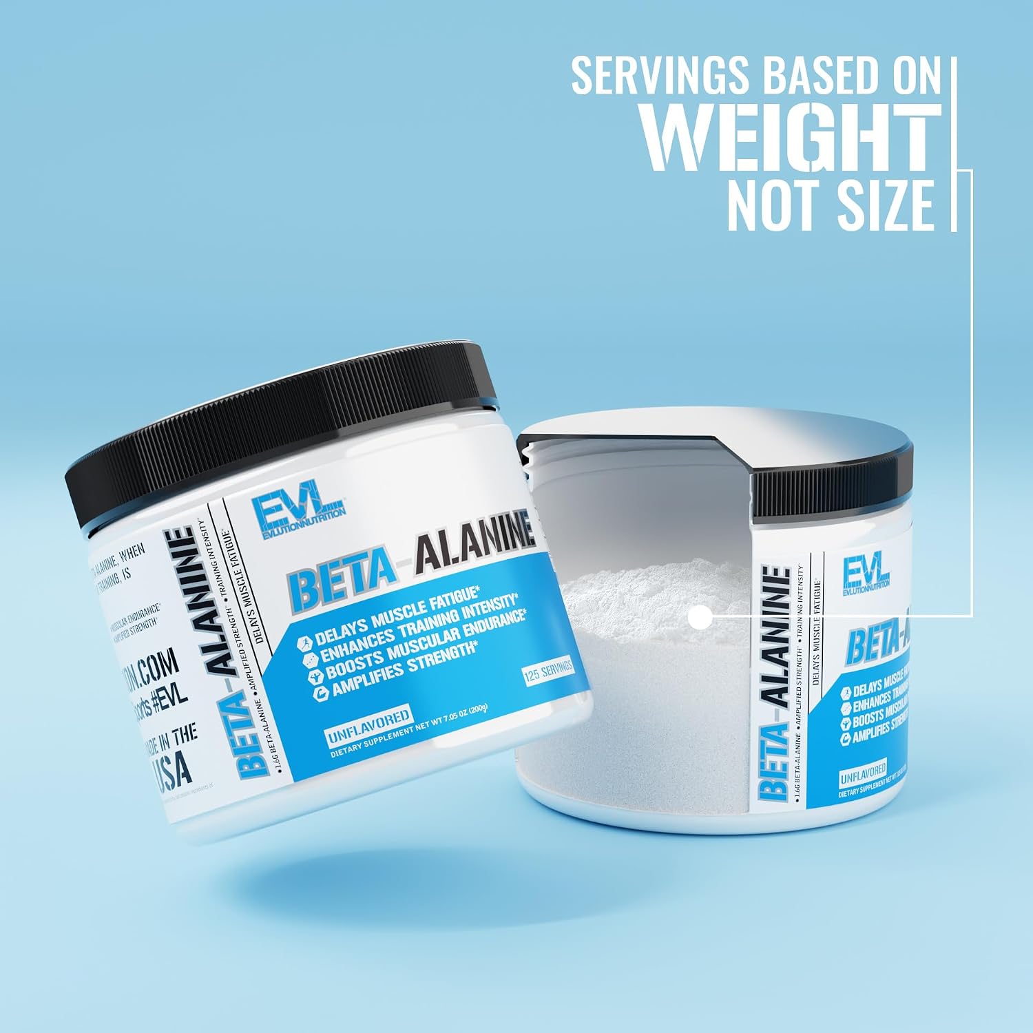 Evlution Nutrition Beta-Alanina Pura en Polvo - 125 Raciones (1.6g por Ración) Sin Sabor