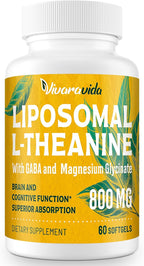 Vivaravida L-Theanina 800mg con GABA y Glicinato de Magnesio - Compuesto Natural para el Sueño y la Relajación (60 Cápsulas Blandas)